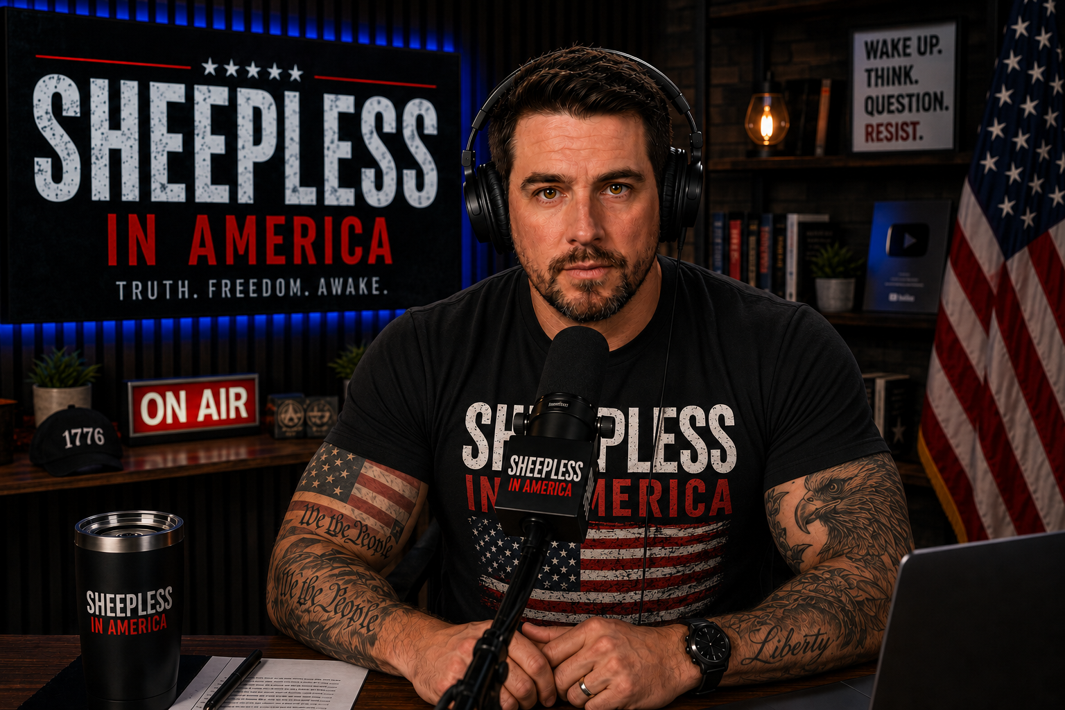 Tom Cushman, host of Sheepless In America, in the studio